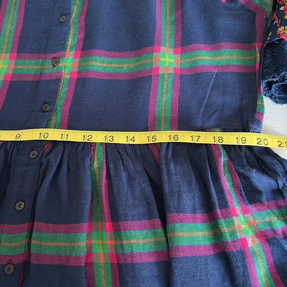 Anthropologie Bombey & Paisley Plaid Shirt Dress XL – Ruffle Sleeves 100% Cotton - Picture 10 of 12